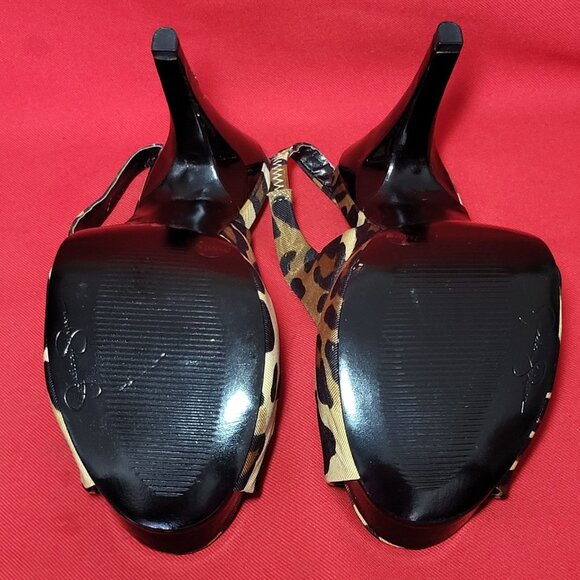 Jessica Simpson Leopard Print Peep Toe High Heel Shoes Size 71/2 B - Picture 5 of 12